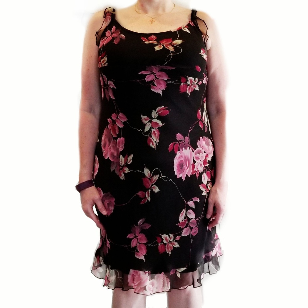 Sleeveless Barbara Moss Black Floral Dress